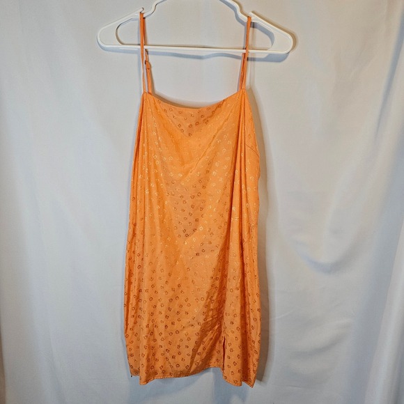 Lulus Dresses & Skirts - Lulus Orange Floral Jacquard Mini Slip Dress Adjustable Straps Size L